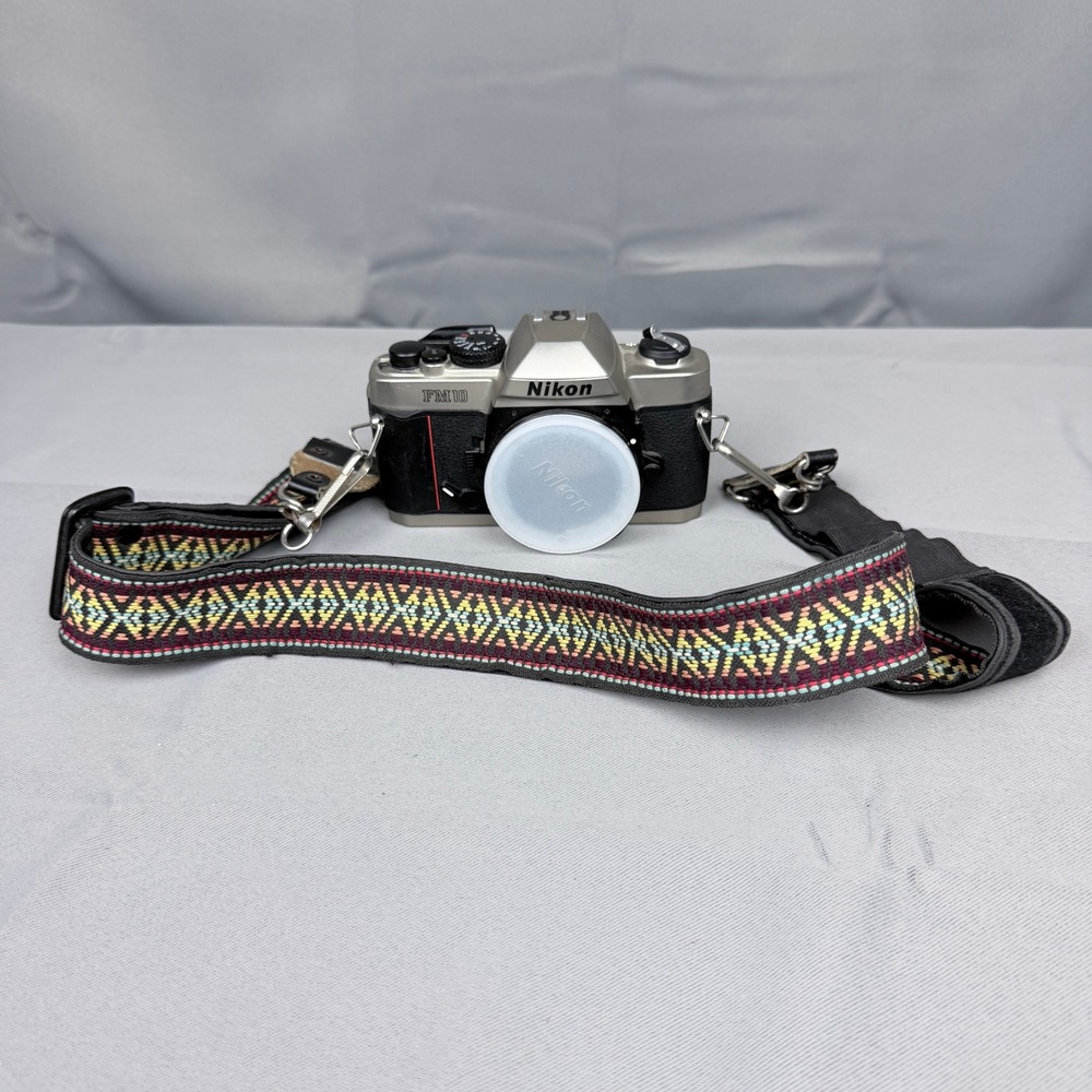 Nikon FM10 35mm Film SLR Camera Body Champagne Gold Made in Japan with Strap